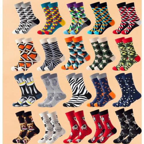 1 Pair Men Socks Cotton Funny Crew Socks Cartoon Animal Dog Size 39-44 Women Socks Novelty Gift Socks for Spring Autumn Winter
