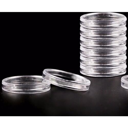 10pcs 40mm Transparent Coin Storage Capsules Round Coins Protector Coins Collection Boxes