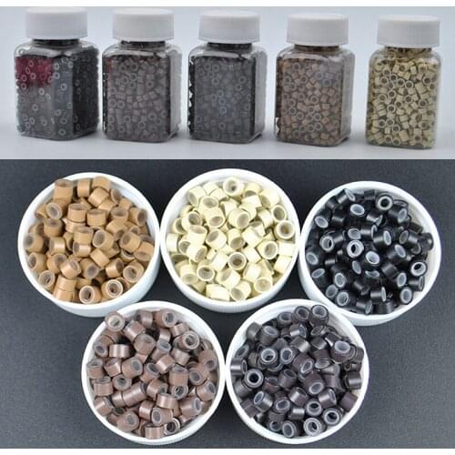 1000pcs Micro Rings 4.0MM Micro Crimp Beads Micro Bead Hair Silicone Ring/Links/Beads For Hair Extensions 5 Colors