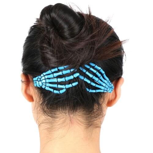 2Pcs New Hot Fashion Creative Design Gift Halloween Hair Clips Plastic Ghost Skeleton Hand Bone Claw Hairpin Hair Accessories