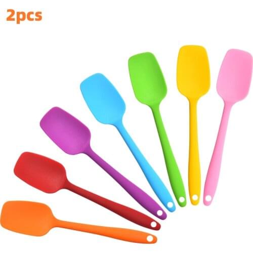 2pcs Kitchen Silicone Cream Butter Cake Spatula Mixing Batter Scraper Brush Butter Mixer Cake Brushes Baking Tool Kitchenware