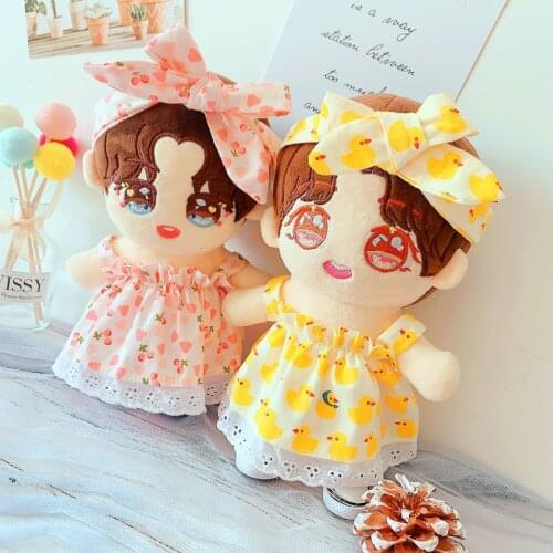 20cm Sean Xiao Xiao Zhan Doll Baby Doll Clothes Dungaree Dress Beach Skirt Hair Band Set