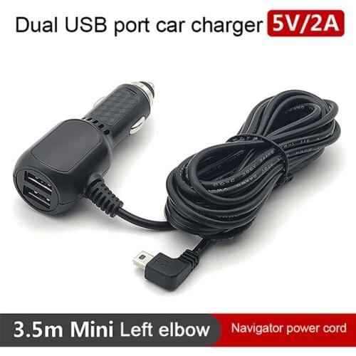 3.5m 12V 4A Car Charger For Dash Cam DVR RF Mini / Micro Cable Interface Dual USB Port