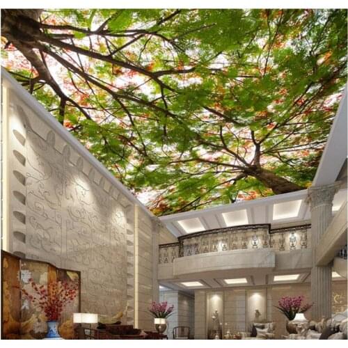 3d ceiling murals wall paper Forest tree tops the sky painting decor photo 3d wall murals wallpaper for living room walls 3 d