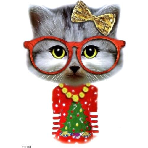 5pcs 3D Cute Miss Cat With Glasses Waterproof Temporary Tattoos Men Beauty Animals Tatouage Temporaire Femme Tatoo Sleeve