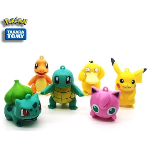 6 styles Japanese cartoon Pokemon Charmander Psyduck Bulbasaur Pikachu action toy model classic collectible childrens gift