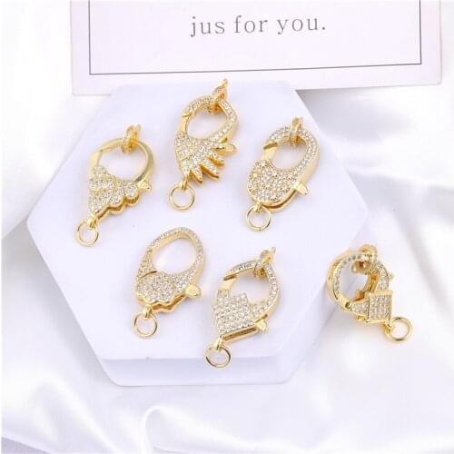 Juya DIY Jewelry Accessories Gold Zirconia Clasps Bracelets Connectors For Handmade Jewellery Makings