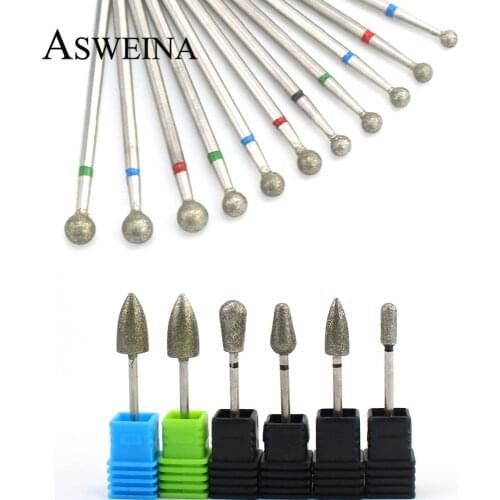 Diamond Nail Drill Ball Rotary Bit Eletric Milling Cutter Files 5.0mm Manicure Burr Cuticle Clean Polish Machine Accessory