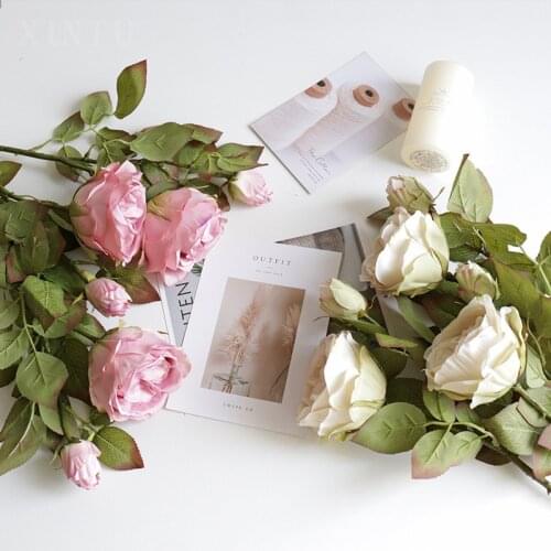 American retro silk flower home decoration ornaments wedding fake flowers Austin rose simulation flowers