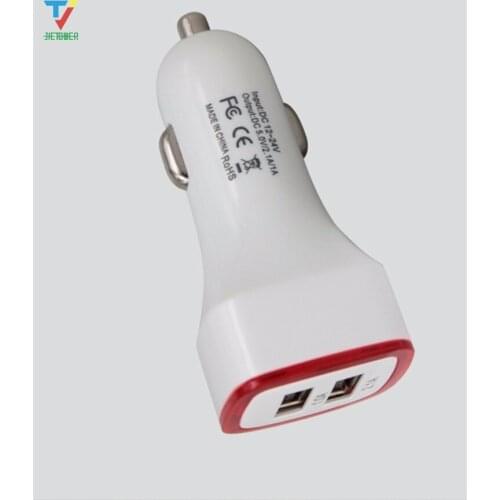 Double Usb Car Charger 2.1 A Square Rockets LED Light-Emitting Car Charger Send Ring Double Usb Car Charger 100PCS/LOT