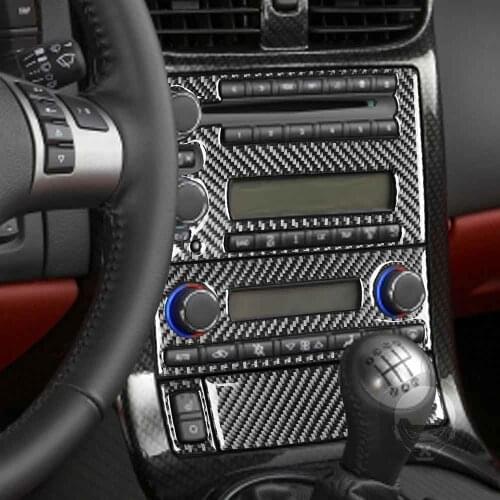 Car Carbon Fiber CD & FM Radio & AC & Seat Heated & Storage Box Trim For Corvette C6 2005-2007