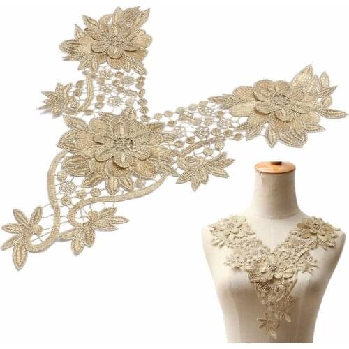 Trim Applique Floral Lace Collar Embroidery Neckline Trendy Design 26*37.5cm
