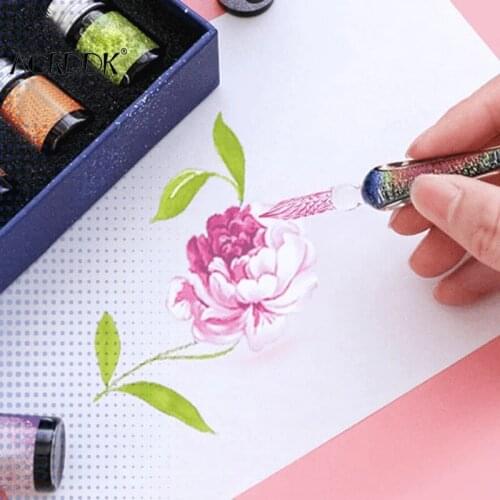 Innovative Handmade Crystal Glass Dip Pen Calligraphy Fountain Gift Set Ink FC