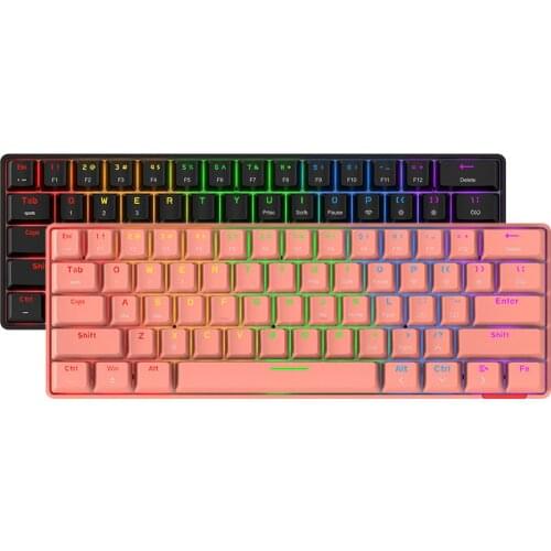 Ajazz STK61 Mechanical Keyboard Wireless Bluetooth-compatible 61-Keys Dual-Mode RGB Backlit Portable Game Keyboard For Desktop