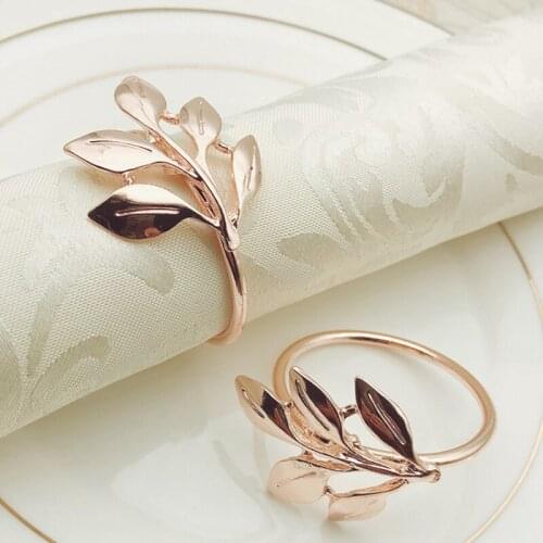 Towel Napkin Buckle Holders Fall Leaves Alloy Napkin Ring Gold Silver Christening Bangle Wedding Party Dinner Table Decoration