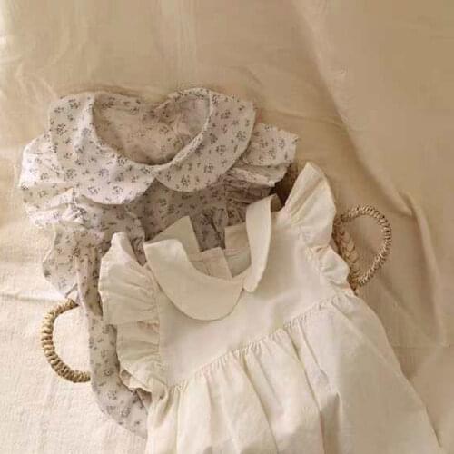 Childrens Clothing Girls' Baby Large Lapel Pleated Lace Dress Small Flying Sleeve Childrens clothes princess dress