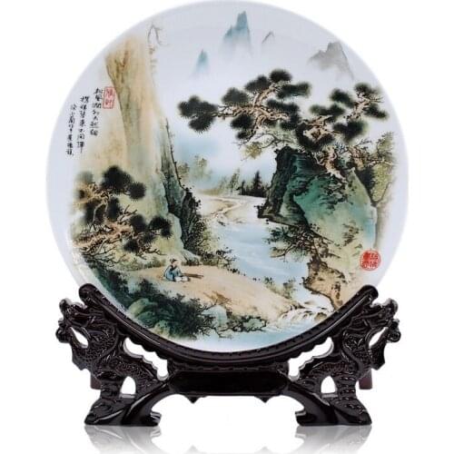 TOP GOOD business present - vintage handicraft landscape art porcelain plate Decor art limited edition Decoration