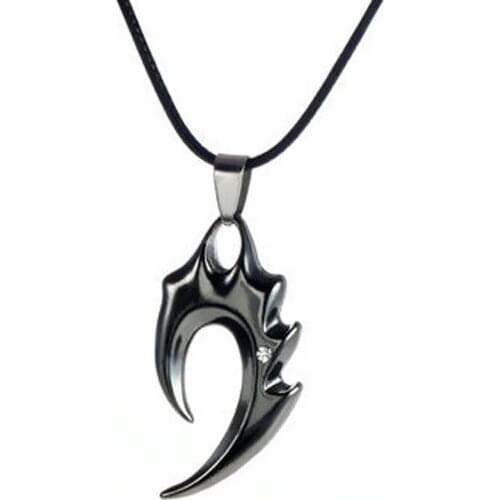 Unique Mens Wax Cord Alloy Rhinestone Tribal Flame Pendant Necklaces with Lobster Claw Clasps End Chains C66