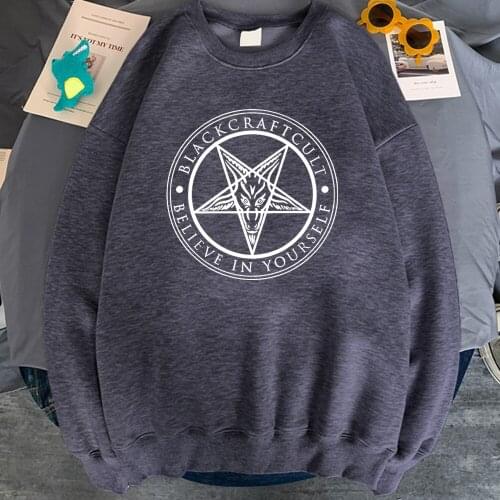 Hoodie Men Pentagram Gothic Occult Satan Printed Autumn New Casual Pullover Manga Crewneck Sweatshirts Hip Hop Tracksuit Male