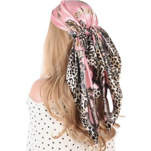 Head Scarf For Women Bandana Fashion Designer Beautiful Foulard Soft Silk Satin Shawl Kerchief 90*90cm Square Neck Hair Scarfs