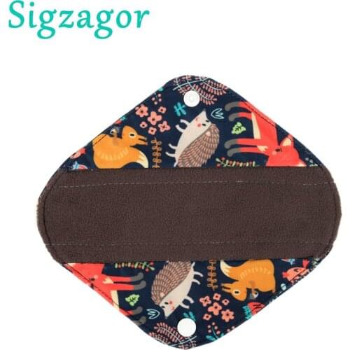 [Sigzagor] 1 Small S Panty Liner Bamboo Charcoal Menstrual Sanitary Mama Cloth Pad Reusable Washable 8in 20cm 26 Prints