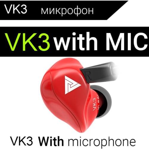QKZ VK3 Wired Earphone Universal In-Ear HiFi Music Heavy Bass Sports Wired Earphones Headsets with Microphone pk qkz vk4