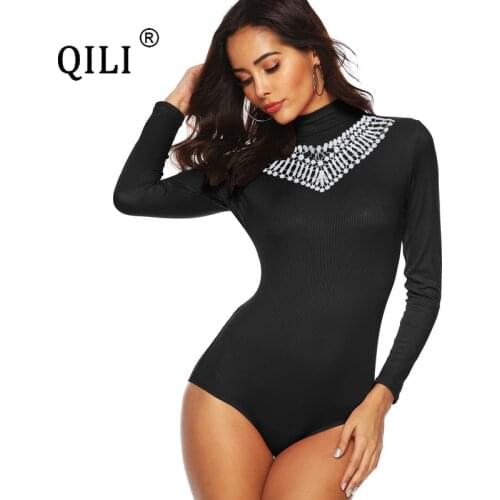 Qili Women's Long Sleeve Bodysuits