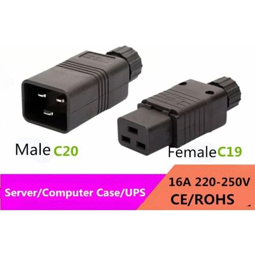 IEC 320 Standard AC Plug C19/C20 16A/250V Rewirable DIY Socket plug Connector Assembly of PDU Male/Female Pairs of Plug Socket