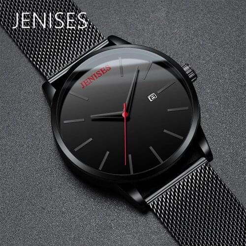 Relogio Masculino Men Watches 2020 Top Brand Luxury Business Wrist Watches for Men Big Dial Black Steel Clock Quartz Mens Watch