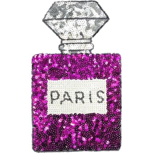 1Pc Rose Perfume Bottle Applique Clothing Embroidery Patch Fabric Sticker Iron On Patch Craft Sewing Repair for Dress