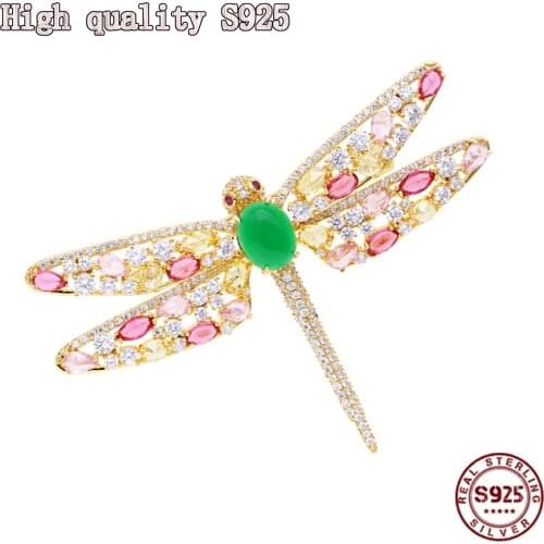 S925 Silver Jewelry, Fashion Jewelry, High Quality Exquisite Zircon Suit Accessories, Charming Dragonfly Brooch