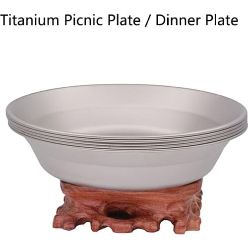 Camping Pure Titanium Dinner Plate Durable Outdoor Picnic Tableware Dinner Plate Food Container Salad Plate Food Container