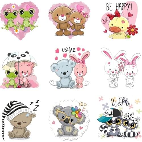 Iron-on Transfers for Clothing Bear Patches for Clothes Stickers Diy Cute Patch Flex Fusible Transfer Vinyl Adhesive Stripe A