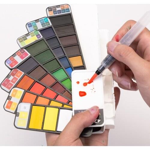 Fan-shaped Foldable Watercolor Paint Set (18/25/33/42 Colors)
