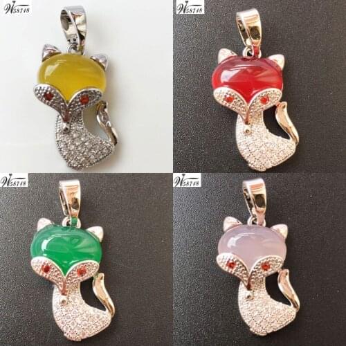 Yellow Purple Green Red Carnelian Fox Girl Women Art Pendant Bead WB703