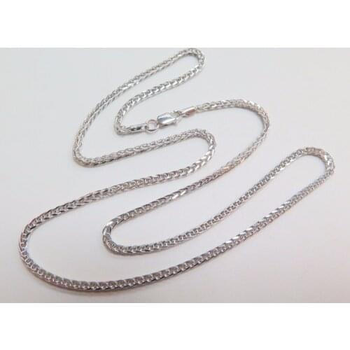 New Fine Pure Au750 White Gold Women 1.4mm W Wheat Chain Necklace