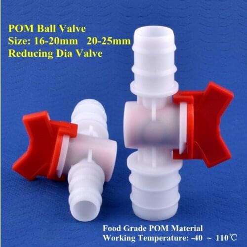 1~50pcs 16-20 20-25mm Reducing Dia Ball Valve Watering Irrigation Hose Pagoda Joint Aquarium Tank Air Pump Water Pipe POM Valve