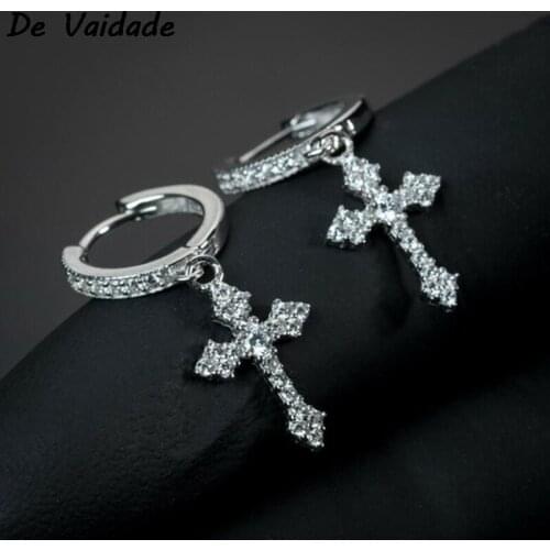 1 Pair Stylish Arrow Cross-shape Drop Earrings For Women/Men Dazzling Crystal Zirconia Hiphop Party Female/Male Fashion Earrings