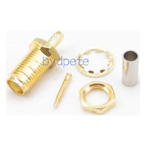 10PCS RP-SMA female (center is male pin) crimp for RG316 RG174 RG179 LMR195 coaxial cable RF connector adapter whole