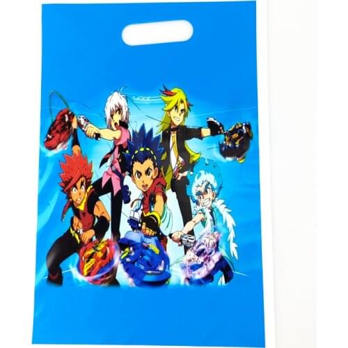 100pcs/lot Beyblade Burst Theme Birthday Party Decoration Plastic Gifts Bags Kids Favors Claus Loot Bag Baby Shower Supplies
