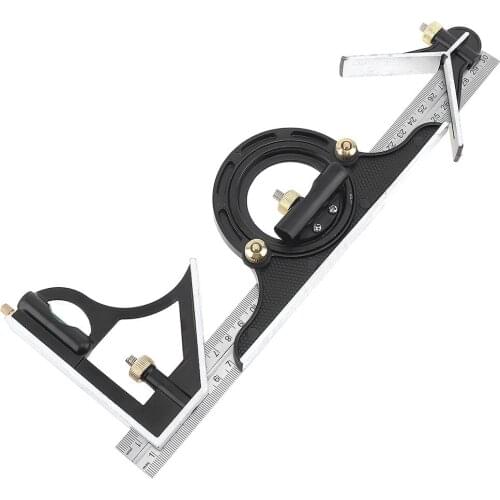 12 Inch 300mm Adjustable Sliding Combination Square Ruler & Protractor Level Measure Measuring Set