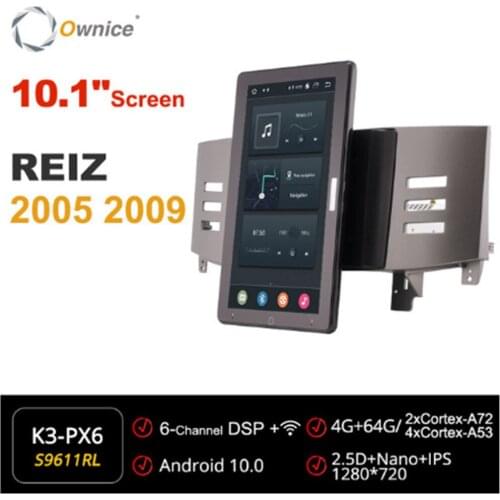 1280*720 Android 10.0 Ownice 10.1 Inch Rotation Autoradio 1 Din forToyota REIZ 2005-2009 Car Radio Auto GPS Multimedia DSP IPS