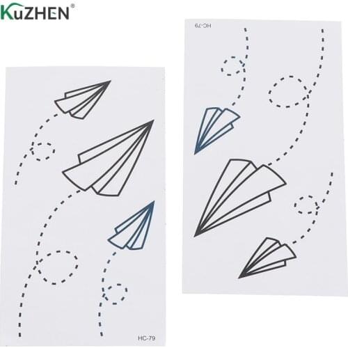 2pcs/set Disposable Tattoo Sticker Waterproof Body Tattoo Stickers Paper Plane Sticker For Women Kid