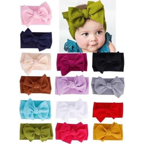 2019 Large 7inch Bow Girls Headband Oversized Bowknot Headwrap Kids Cotton Adjustable Turban Headband Girls Headwear 24pc/lot