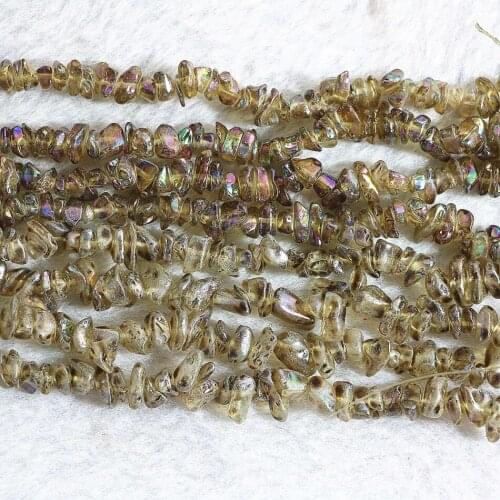 Charms smoke quartz plated color irregular gravel stone 5x7mm fashion loose beads diy Jewelry 35" B551