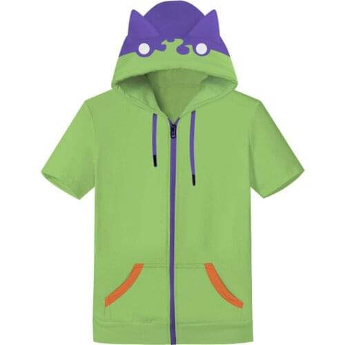 Anime SK8 the Infinity Miya Cosplay T-shirt Hooded Short Sleeve Shirt Sweatshirt for Men Women Casual Zip Up Coat