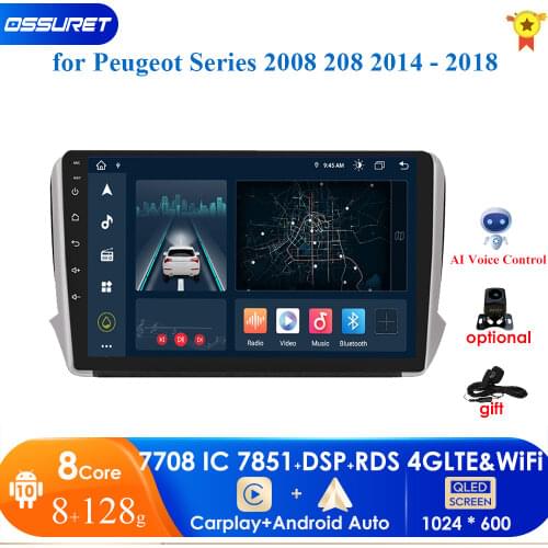 Car android gps navigation player For Peugeot 2008 208 series 2012-2018 car radio Multimedia stereo WiFi Video 2din android 10