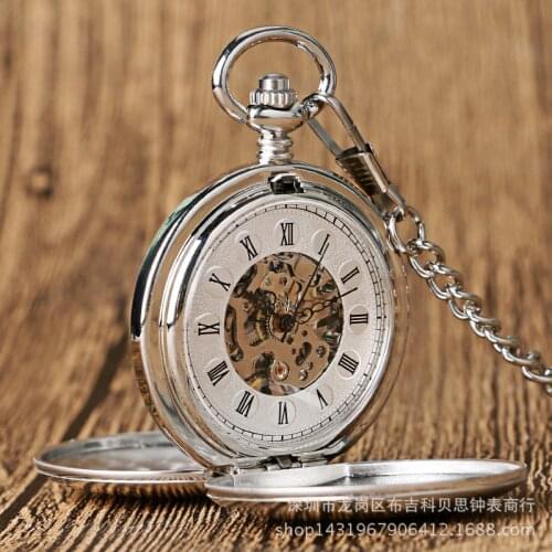 Large Pocket Watch with double open cover and double light retro hand-operated Machinery