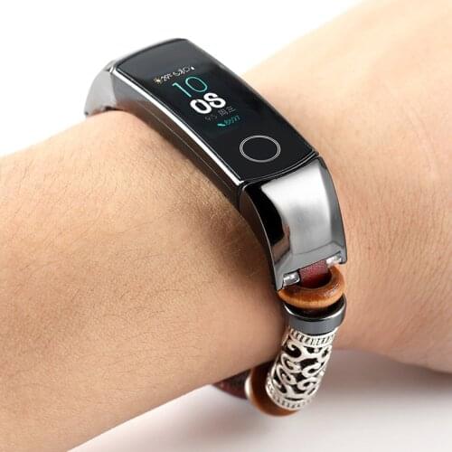 Bracelet For HONOR Band 4 5 Leather bracelet Strap For HONOR Band 4 Stainless Steel Decoration Wristband For Honor Band 5 Strap