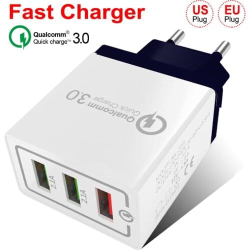 18W 3 USB Mobile Phone Fast Wall Plug for Samsung s8 s9 Huawei Quick Charge 3.0 Wall Charger for Iphone 7 8 X XR Universal
